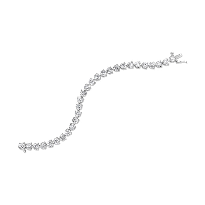 สร้อยข้อมือเทนนิสเพชรทรงกลมเจียระไนแบบ Brilliant ที่สร้างในห้องปฏิบัติการ ประกอบด้วยทองคำขาว 14k แบบ 3 กรงเล็บ รับรองคุณภาพ (น้ำหนักรวม 14.25 กะรัต, ความใส Vvs1-vs2, สี D-f)