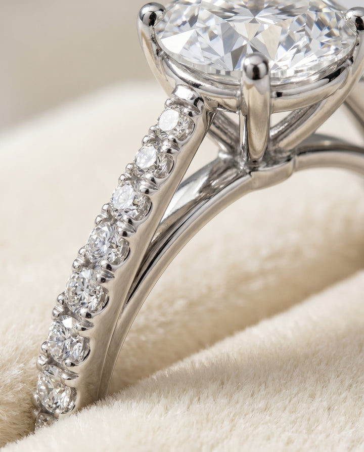 Donna Select Cathedral French Pave Solitaire in Platinum – view 4