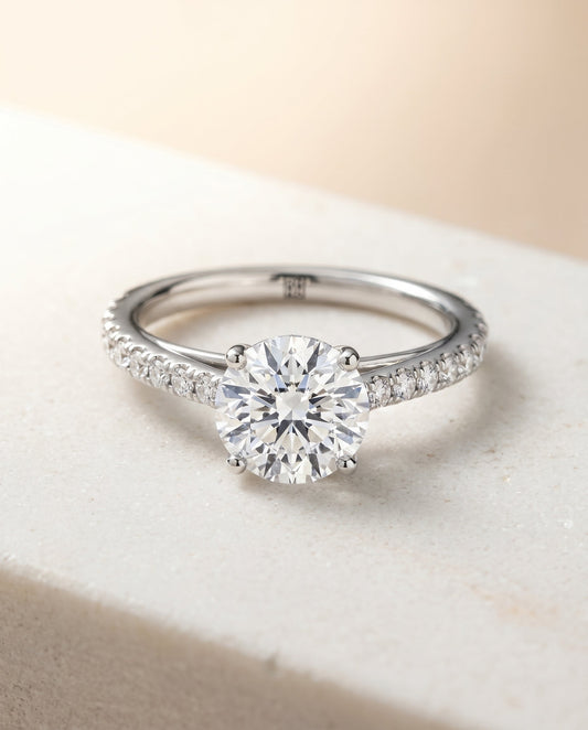 Donna Select Cathedral French Pave Solitaire in Platinum – view 1