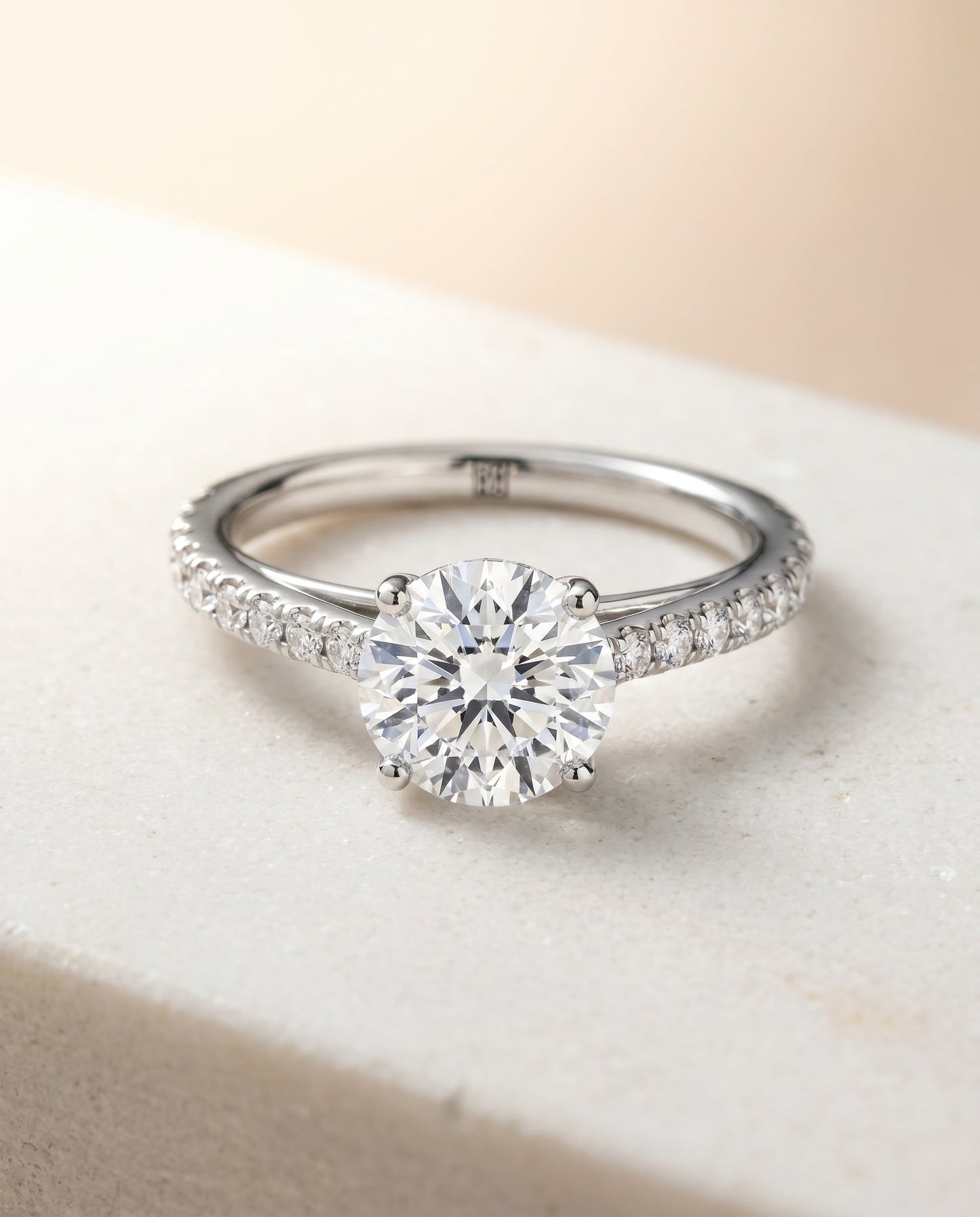 Donna Select Cathedral French Pave Solitaire Cushion in Platinum – view 1