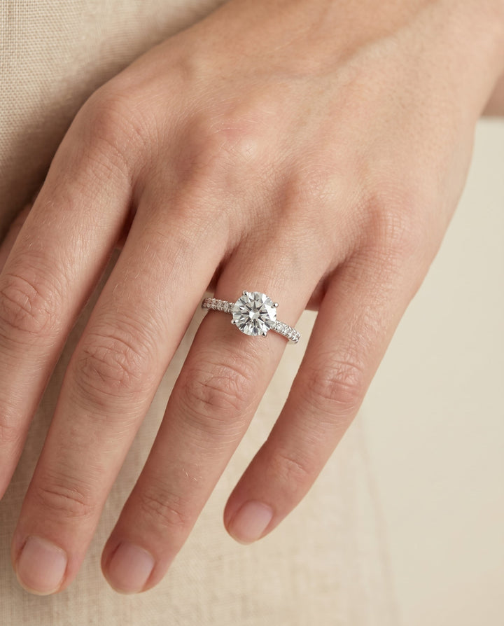 Donna Select Cathedral French Pave Solitaire in Platinum – view 3