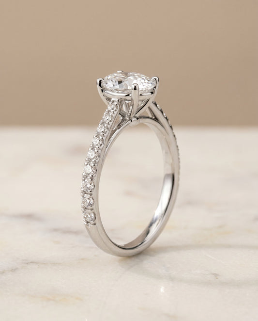 The Donna Cathedral Engagement Ring Setting for Oval Diamonds in Platinum | RockHer
