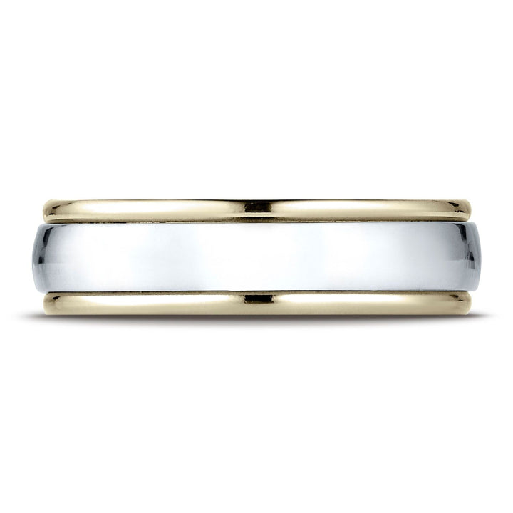 6mm High Polish Carved Wedding Band, in 14K White Gold | RockHer
