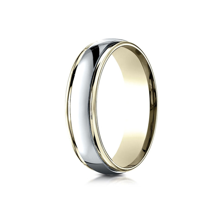 แหวนดีไซน์แกะสลักขัดเงาสูง 14k สองโทน ขนาด 6 มม. แบบสวมใส่สบาย
