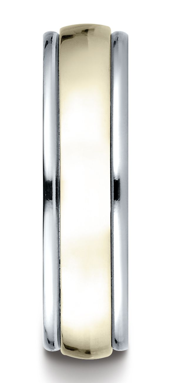 แหวนดีไซน์แกะสลักขัดเงาสูง 14k สองโทน ขนาด 6 มม. แบบสวมใส่สบาย