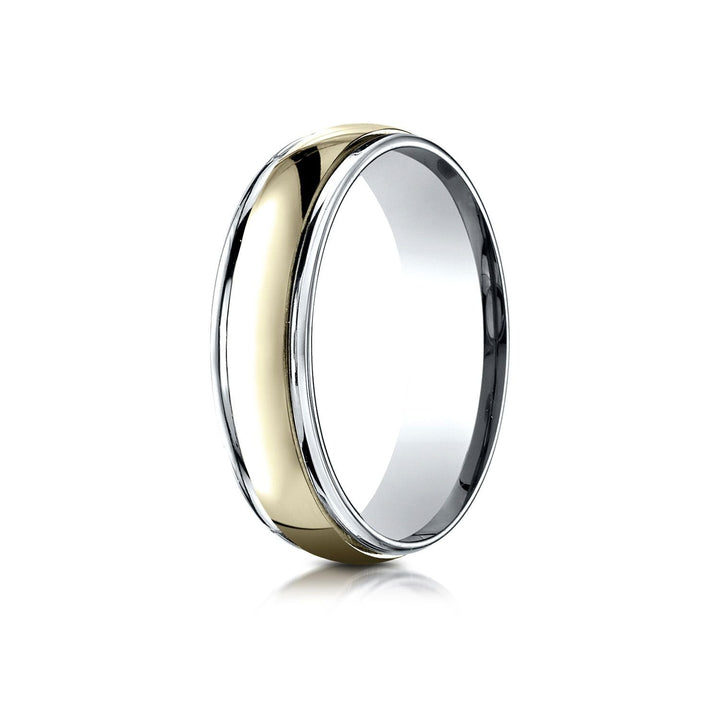 6mm High Polish Carved Wedding Band, in 14K Yellow Gold | RockHer
