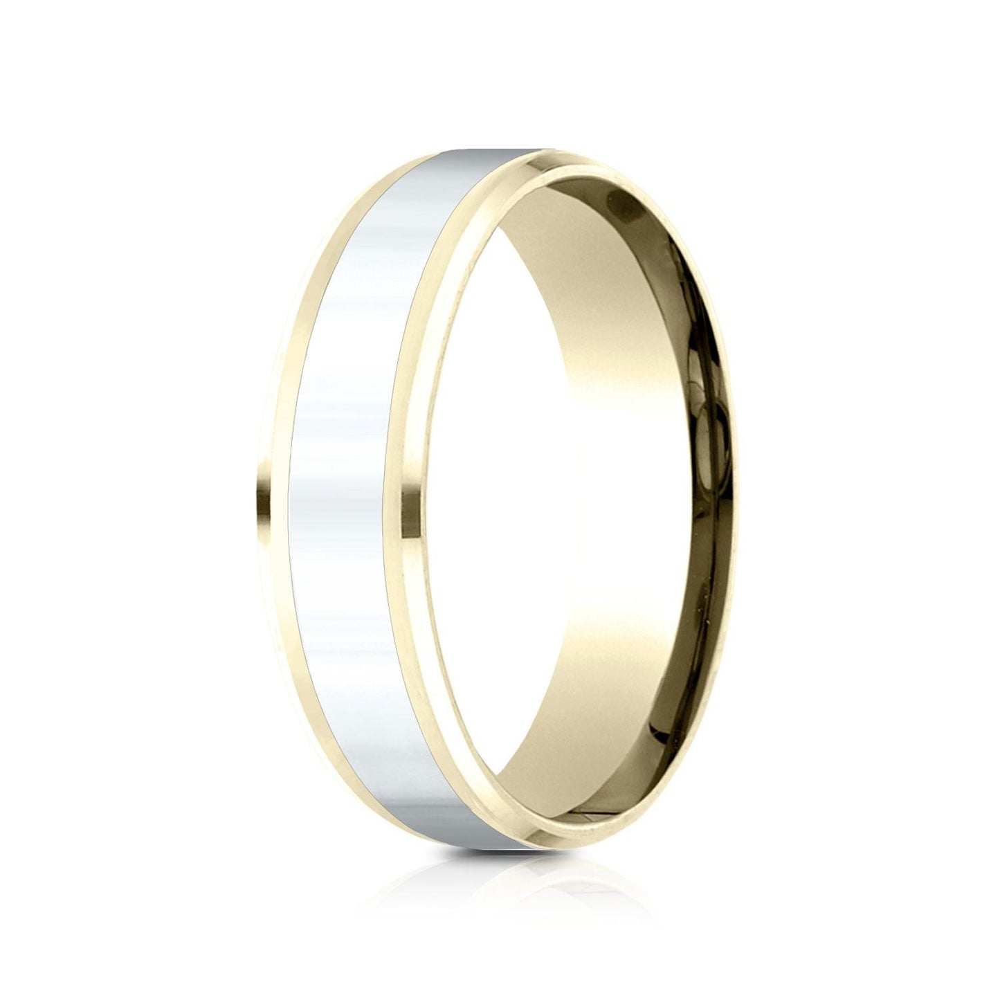 แหวนดีไซน์ขอบเอียงแบบหยดน้ำ 14k สองโทน สี ขนาด 6 มม. แบบสวมใส่สบาย