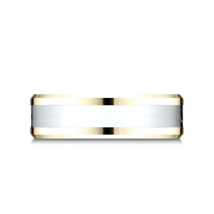 6mm Drop Bevel Satin Finish Carved Wedding Band, in 14K White Gold | RockHer