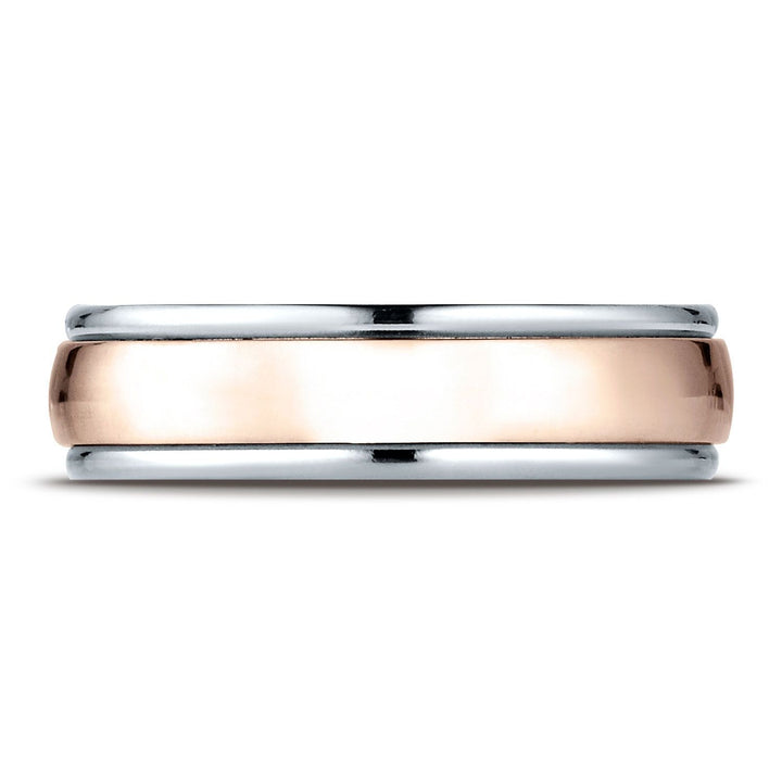 6mm High Polish Carved Wedding Band, in 14K White Gold | RockHer