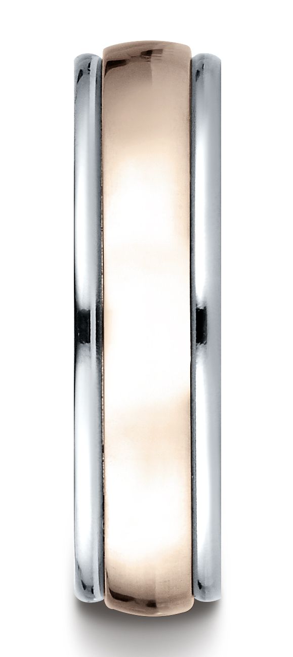 แหวนดีไซน์แกะสลักขัดเงาสูง 14k สองโทน ขนาด 6 มม. แบบสวมใส่สบาย