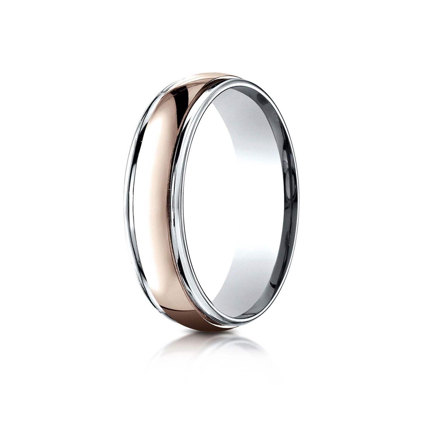 แหวนดีไซน์แกะสลักขัดเงาสูง 14k สองโทน ขนาด 6 มม. แบบสวมใส่สบาย