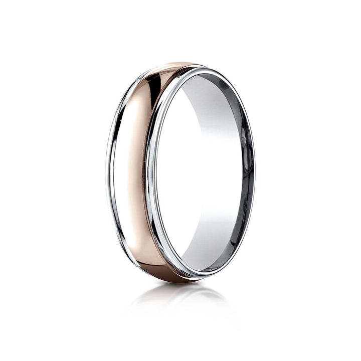 แหวนดีไซน์แกะสลักขัดเงาสูง 14k สองโทน ขนาด 6 มม. แบบสวมใส่สบาย