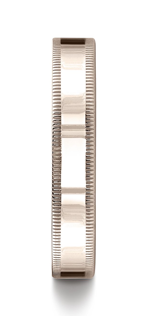 แหวนทองคำชมพู 14k ขนาด 4 มม. แบบเรียบสบายพร้อมลวดลายมิลเกรน