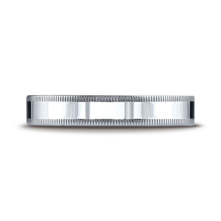 4mm Flat Milgrain Comfort-Fit Wedding Band, in Platinum | RockHer