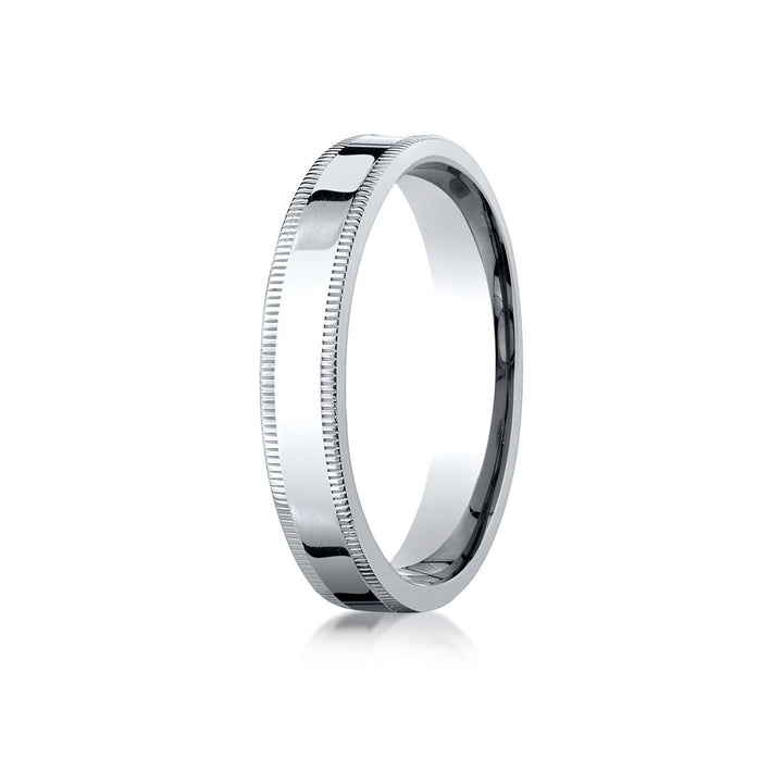 4mm Flat Milgrain Comfort-Fit Wedding Band, in 14K White Gold | RockHer