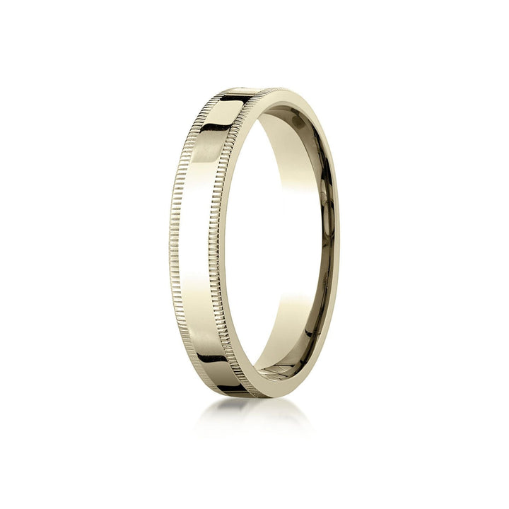 4mm Flat Milgrain Comfort-Fit Wedding Band, in 14K Yellow Gold | RockHer