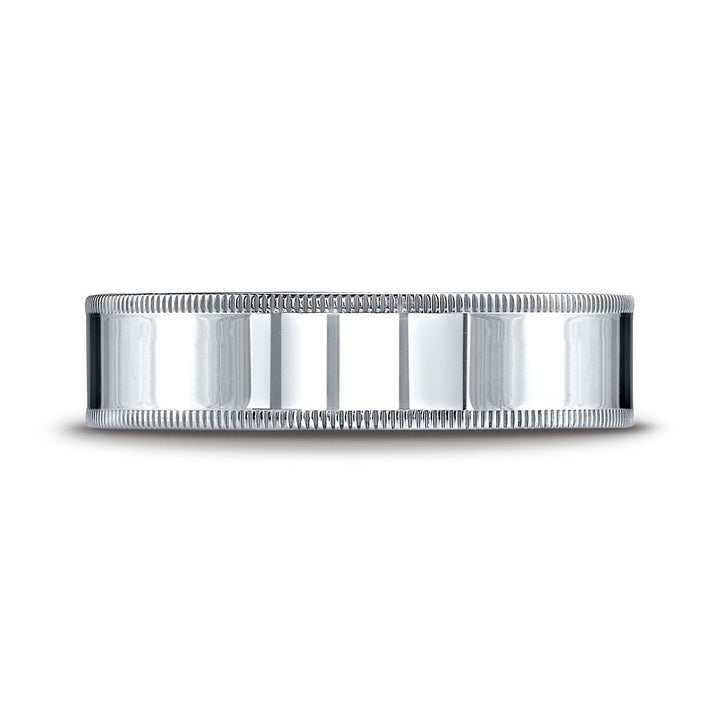 6mm Flat Milgrain Comfort-Fit Wedding Band, in Platinum | RockHer