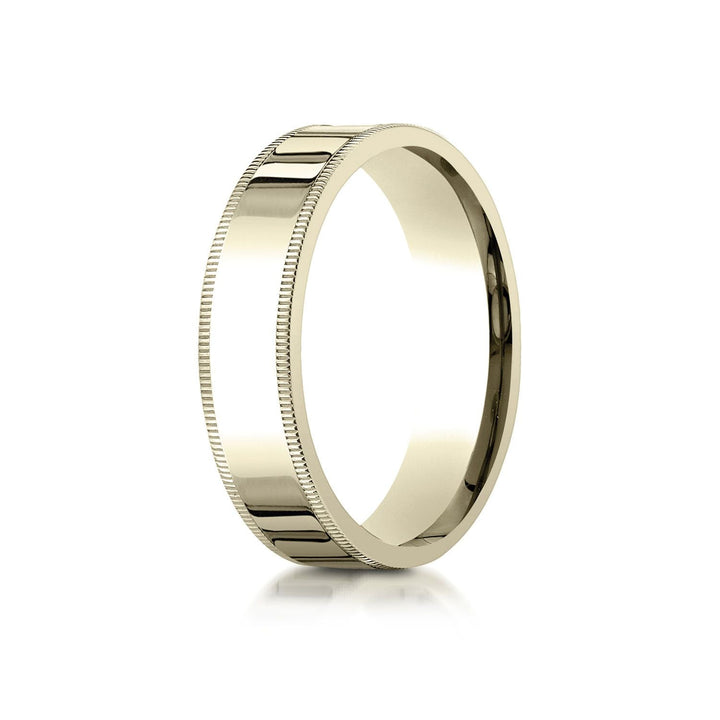 6mm Flat Milgrain Comfort-Fit Wedding Band, in 18K Yellow Gold | RockHer