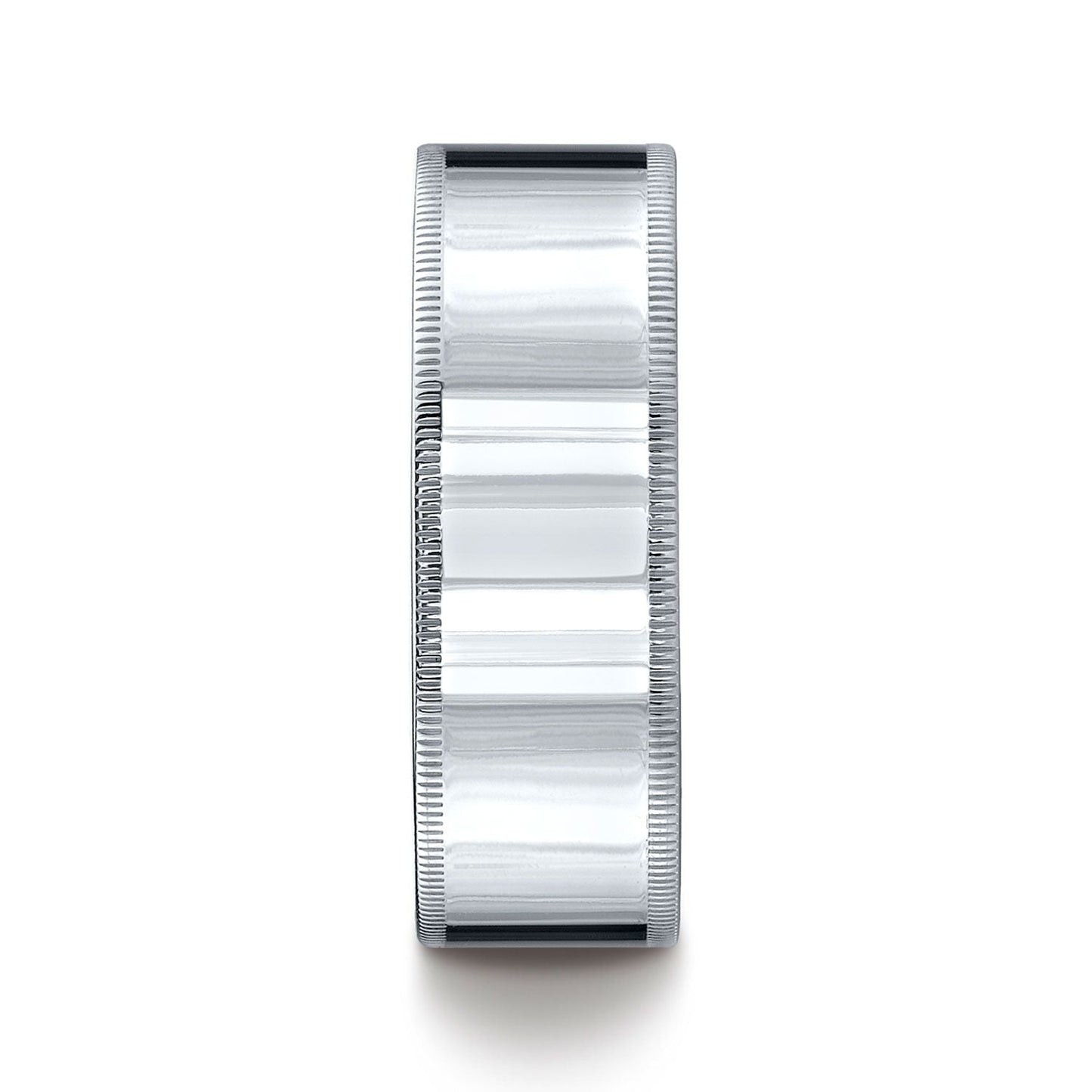 แหวนทองคำขาว 18k แบบแบนกว้าง 8 มม. ดีไซน์สวมใส่สบาย พร้อมลายมิลเกรน