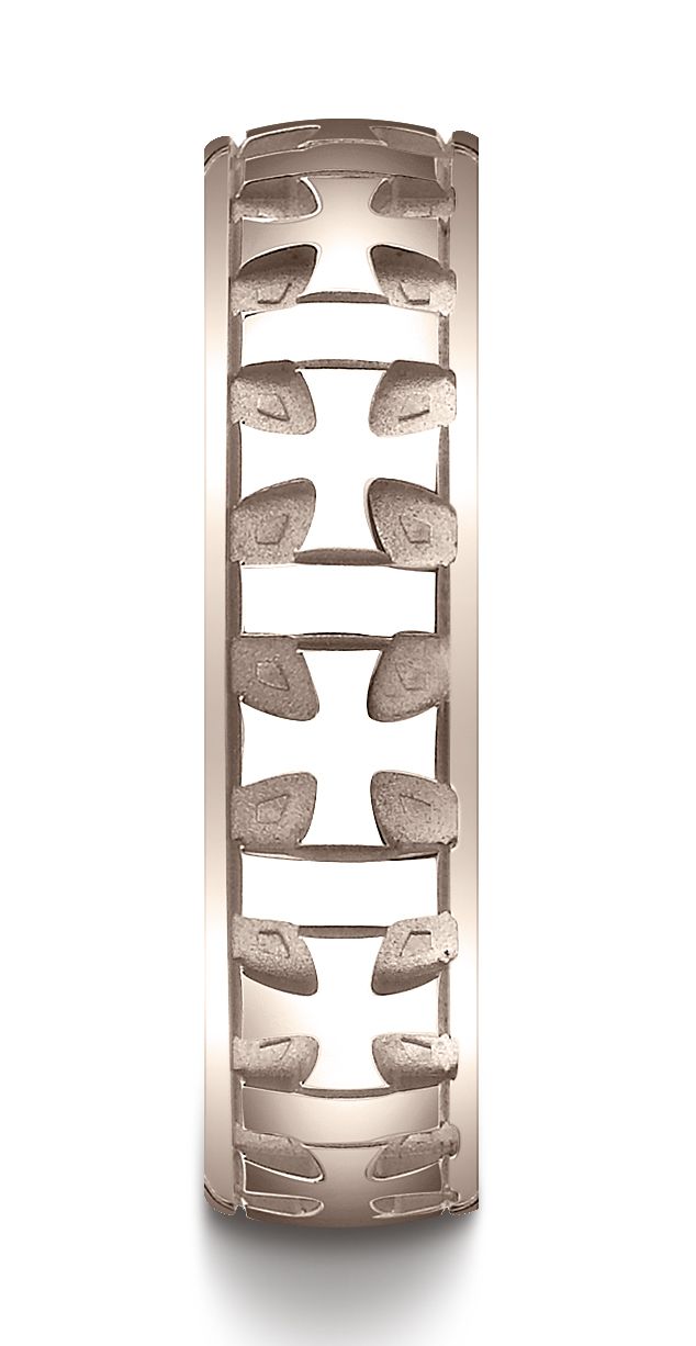 แหวนทองคำกุหลาบ 14k ขนาด 6 มม. แบบสบาย ฟีเจอร์การออกแบบไม้กางเขนเกลิค