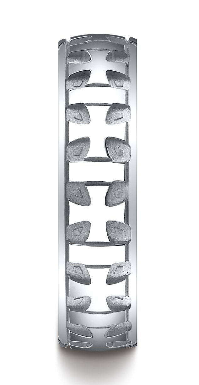 แหวนทองคำขาว 18k ขนาด 6 มม. แบบสวมใส่สบาย ลวดลายกากีลแบบแกะสลัก