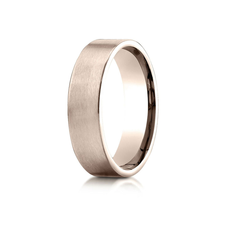 6mm Satin Finish Carved Wedding Band, in 14K Rose Gold | RockHer