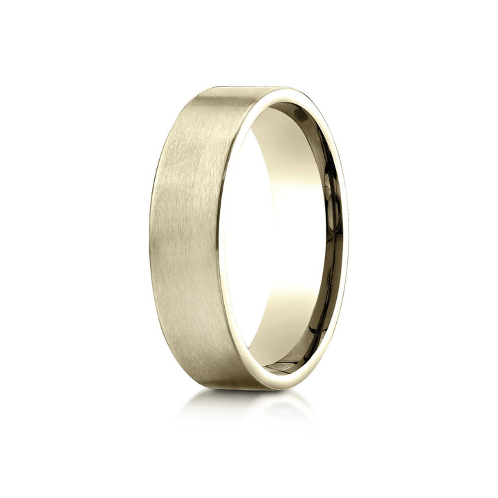 6mm Satin Finish Carved Wedding Band, in 18K Yellow Gold | RockHer