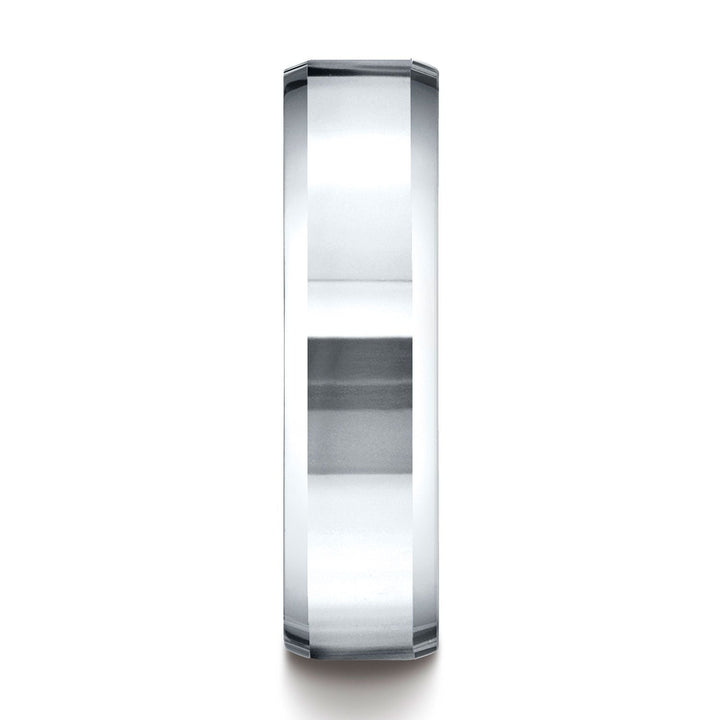 แหวนทองคำขาว 18k ขนาด 6 มม. แบบสวมใส่สบาย ขัดเงาสูง พร้อมลวดลายแกะสลัก