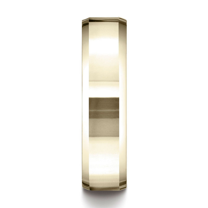 แหวนทองคำ 14k สีเหลือง ขนาด 6 มม. แบบสวมใส่สบาย ขัดเงาสูง พร้อมลวดลายแกะสลัก