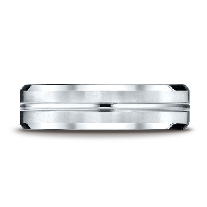 6mm Satin Finish Carved Wedding Band, in Platinum | RockHer