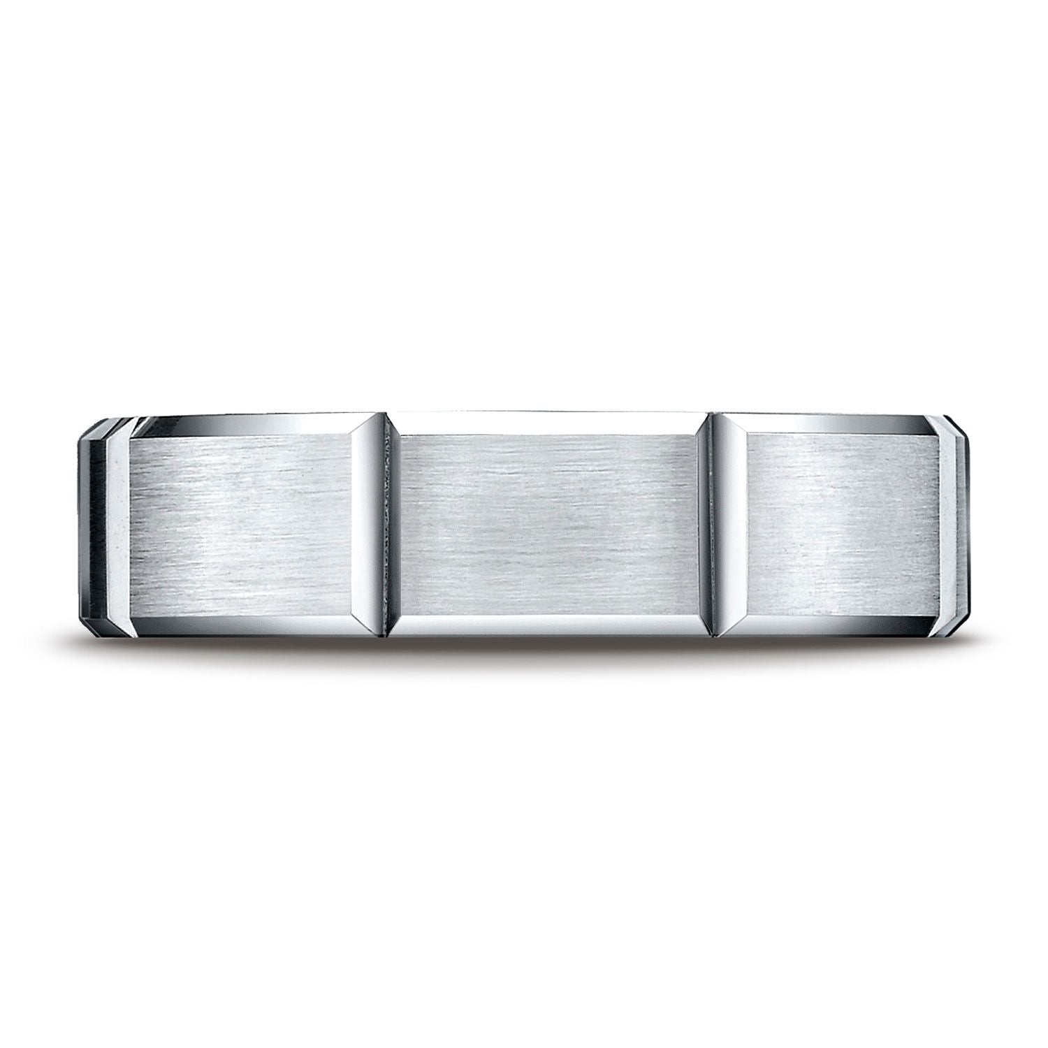 แพลตินัม แหวนดีไซน์สลักร่องแบบด้าน ขนาด 6 มม. แบบสวมใส่สบาย