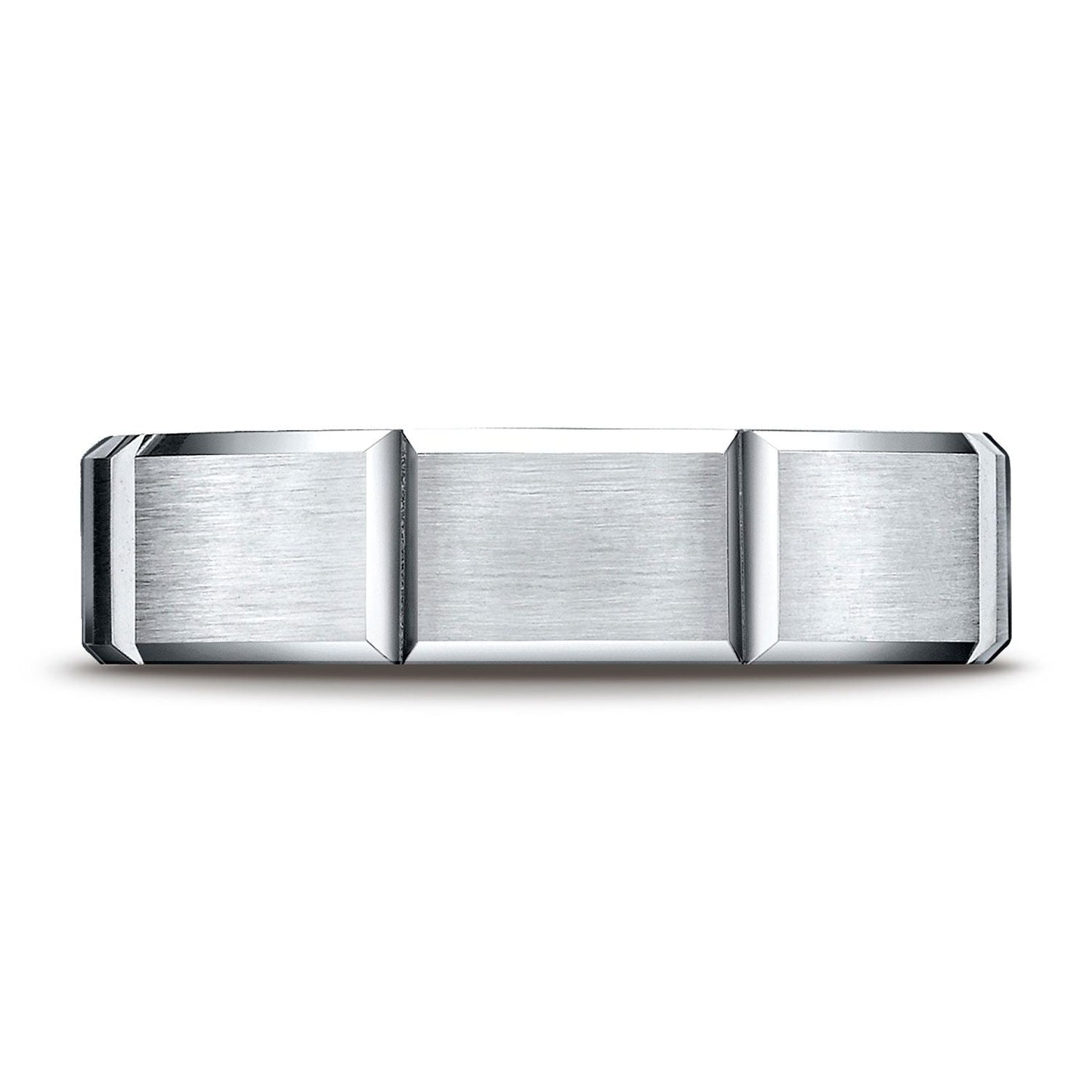 แพลตินัม แหวนดีไซน์สลักร่องแบบด้าน ขนาด 6 มม. แบบสวมใส่สบาย