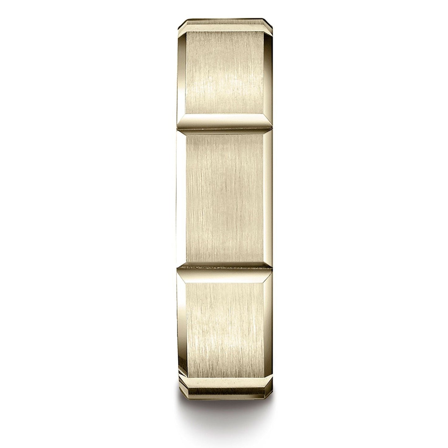 แหวนดีไซน์สลักร่องผิวด้านแบบสวมใส่สบาย ขนาด 6 มม. ทองคำเหลือง 14 กะรัต