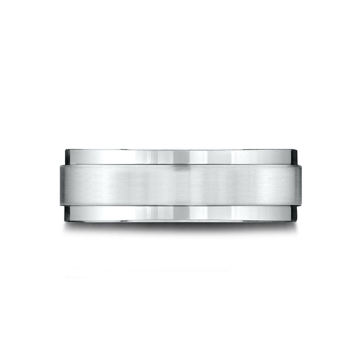 7mm Satin Finish Carved Wedding Band, in Platinum | RockHer