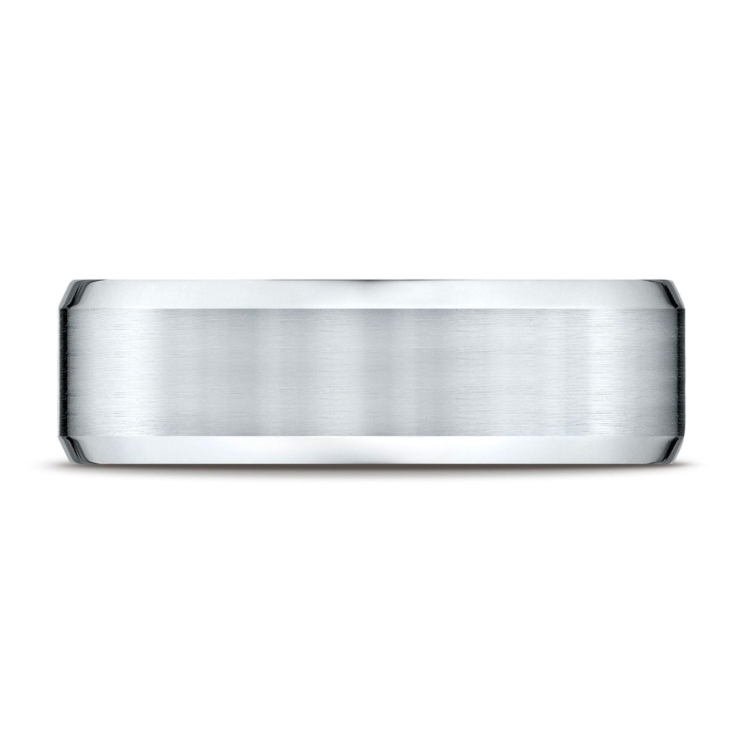 แพลตตินัม แหวนสวมใส่สบาย 7 มม. ผิวด้าน พร้อมขอบเอียงขัดเงาสูง ดีไซน์แกะสลัก