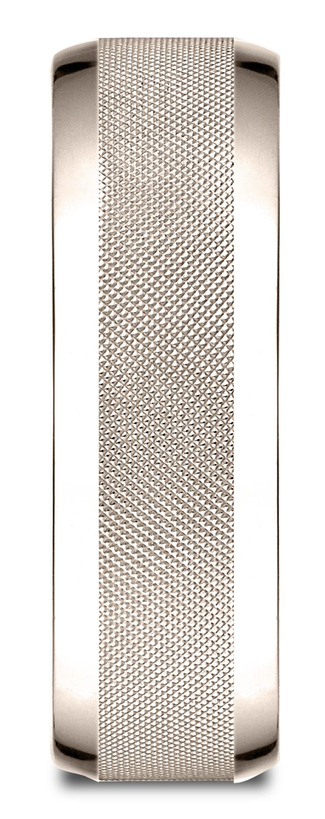 แหวนทองกุหลาบ 14 กะรัต ขนาด 7 มม. แบบสบาย ใส่สบาย ขัดเงา ขอบกลม ลายตารางกลาง