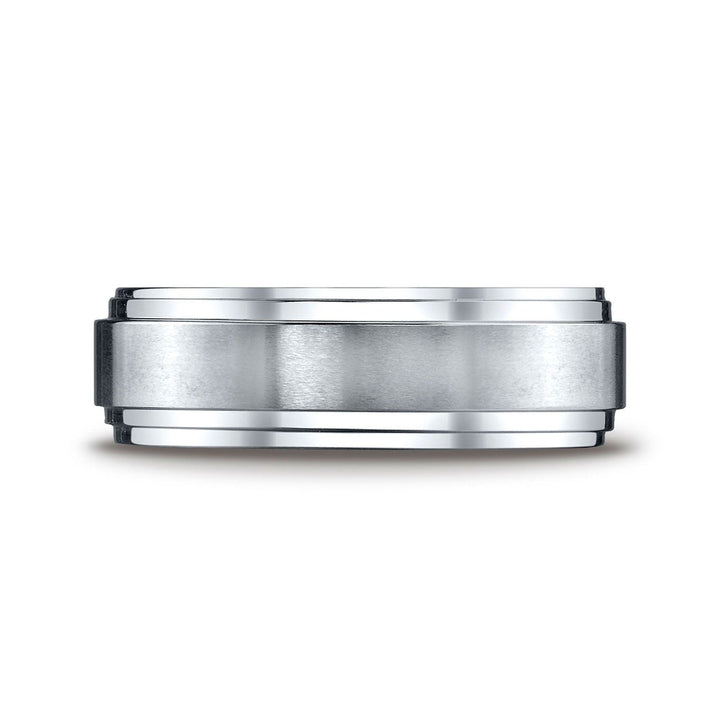 8mm Satin Finish Carved Wedding Band, in Platinum | RockHer