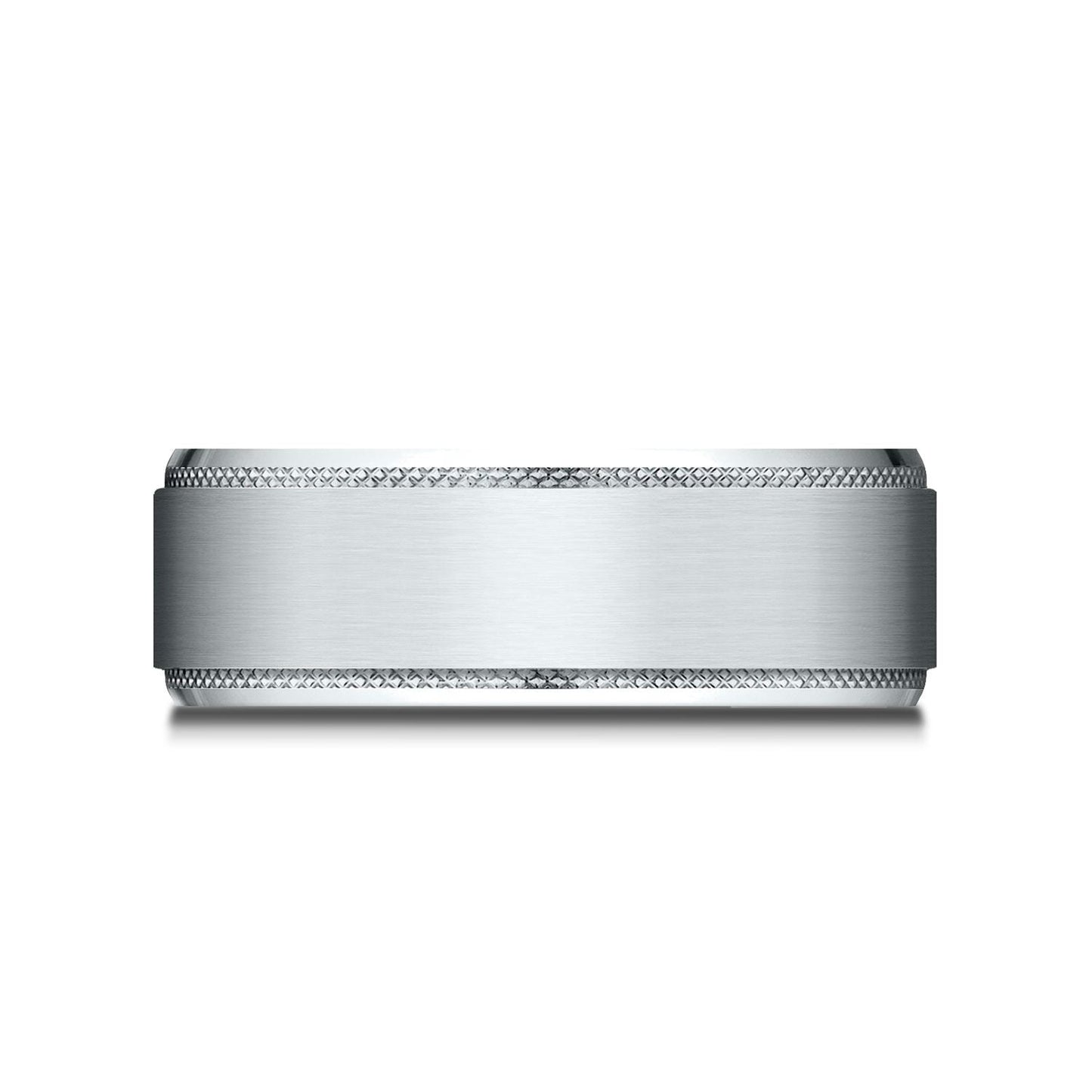 แพลตตินัม แหวนดีไซน์ขอบเอียงแบบหยัก ขนาด 8 มม. สวมใส่สบาย ผิวด้าน