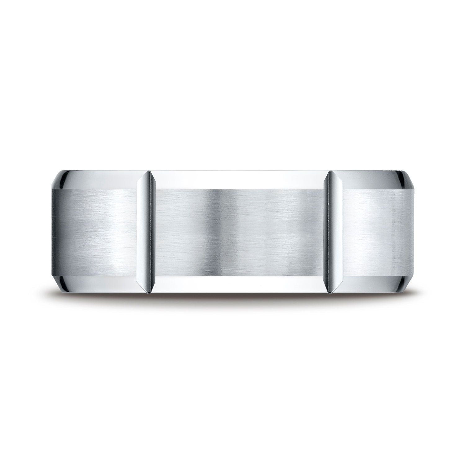 แพลตตินัม แหวนดีไซน์สลักร่องผิวด้าน ขนาด 8 มม. แบบสวมใส่สบาย