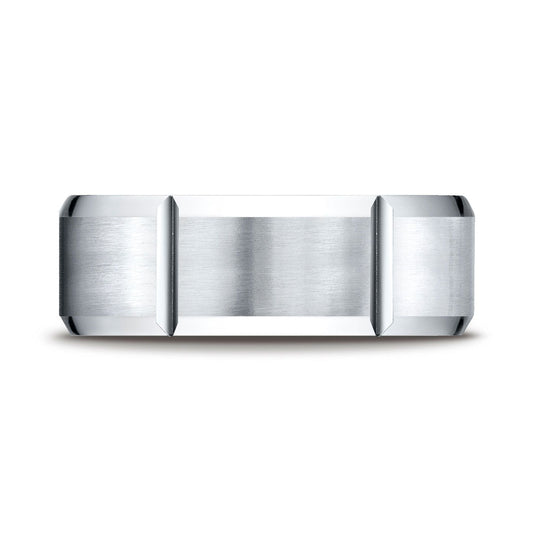 แพลตตินัม แหวนดีไซน์สลักร่องผิวด้าน ขนาด 8 มม. แบบสวมใส่สบาย