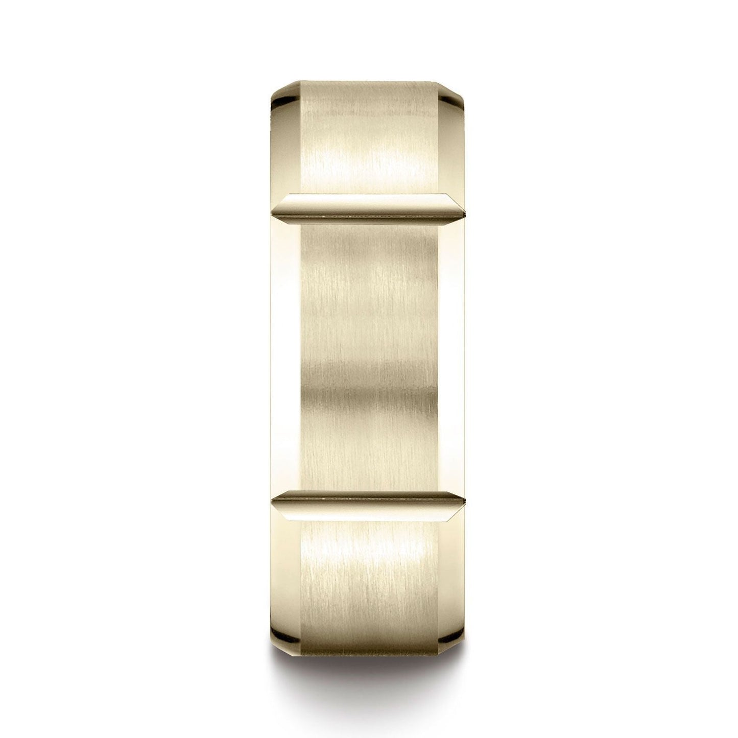 แหวนดีไซน์สลักร่องผิวด้านแบบสวมใส่สบาย ขนาด 8 มม. ทองคำเหลือง 18 กะรัต