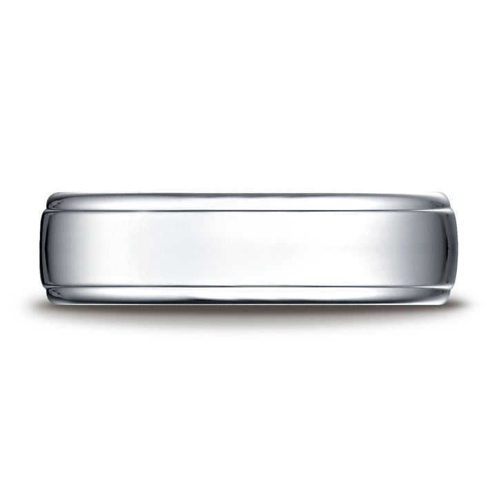 6.5mm Drop Edge High Polish Carved Wedding Band, in Platinum | RockHer