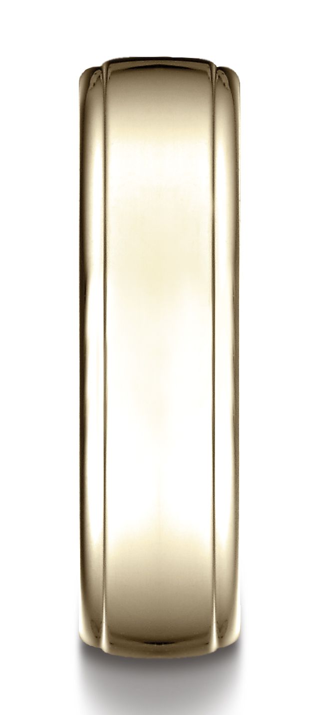 แหวนดีไซน์ขอบหยดขัดเงาสูง ใส่สบาย ขนาด 6.5 มม. ทองคำแท้ 18 กะรัต สีเหลือง