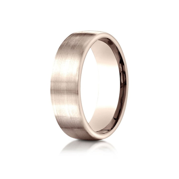 7.5mm Satin Finish Carved Wedding Band, in 14K Rose Gold | RockHer