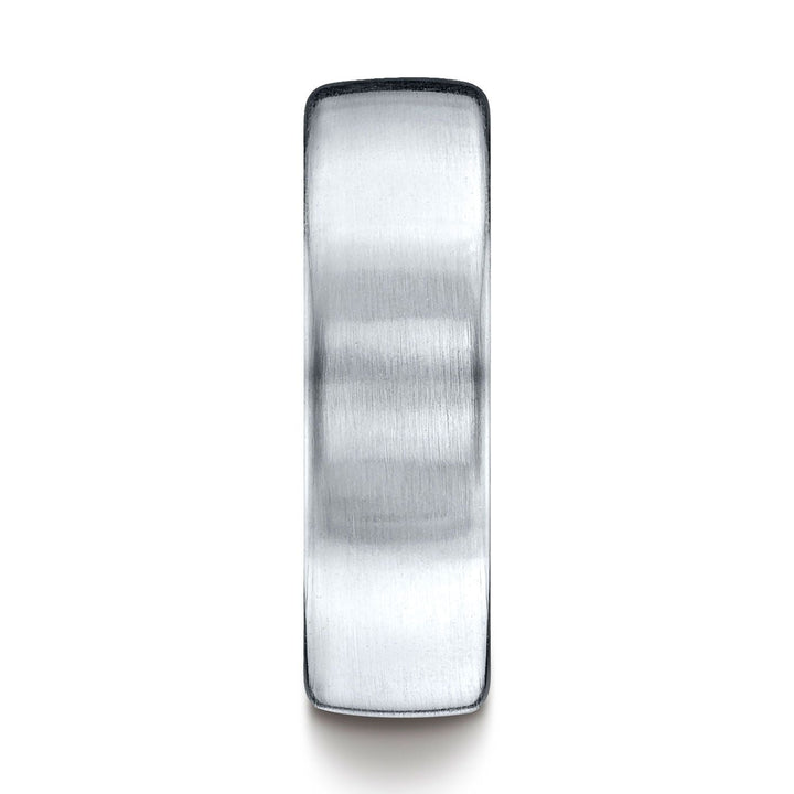 Platinum Yellow Gold 7.5mm Comfort-fit Satin Finish Design Band