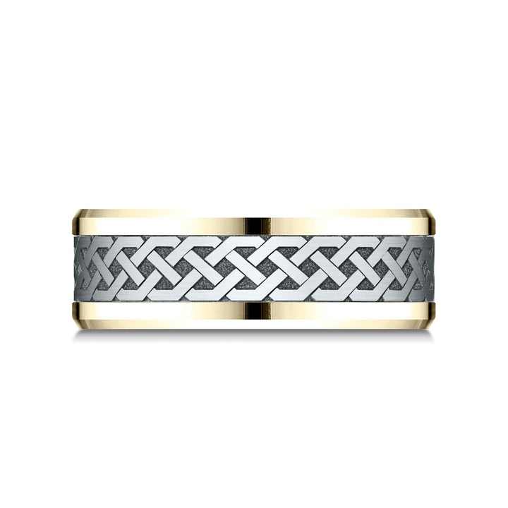 8mm Celtic Knot Carved Wedding Band, in 14K White Gold | RockHer