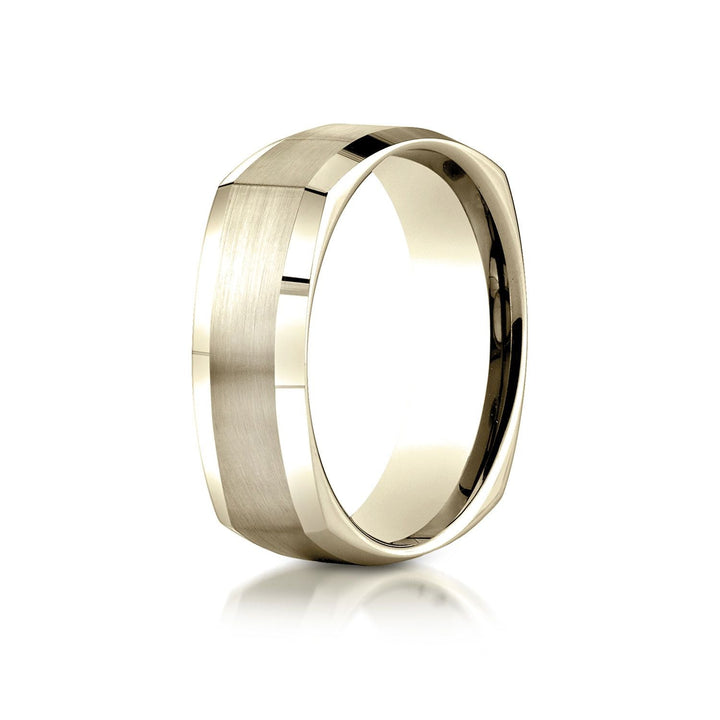 7mm Satin Finish Carved Wedding Band, in 14K Yellow Gold | RockHer