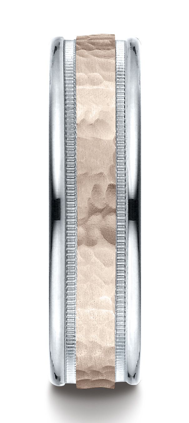 แหวนดีไซน์เคลือบค้อน 14k สองโทน ขนาด 6 มม. แบบสวมใส่สบาย