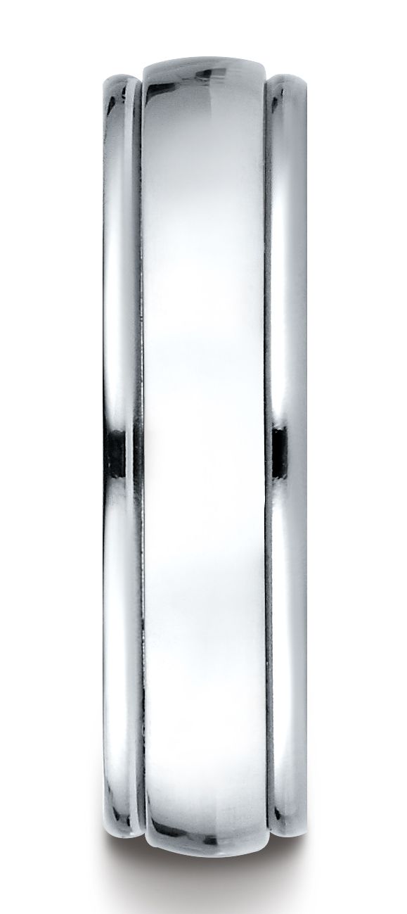 แหวนทองคำขาว 14k ขนาด 6 มม. แบบสบาย ฟิตสูง ขัดเงา ลวดลายแกะสลัก