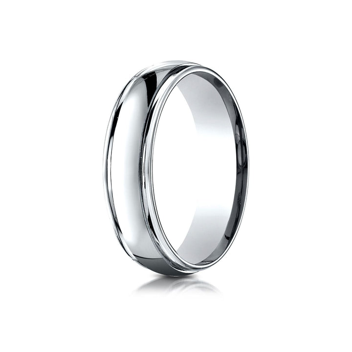 6mm High Polish Carved Wedding Band, in 14K White Gold | RockHer